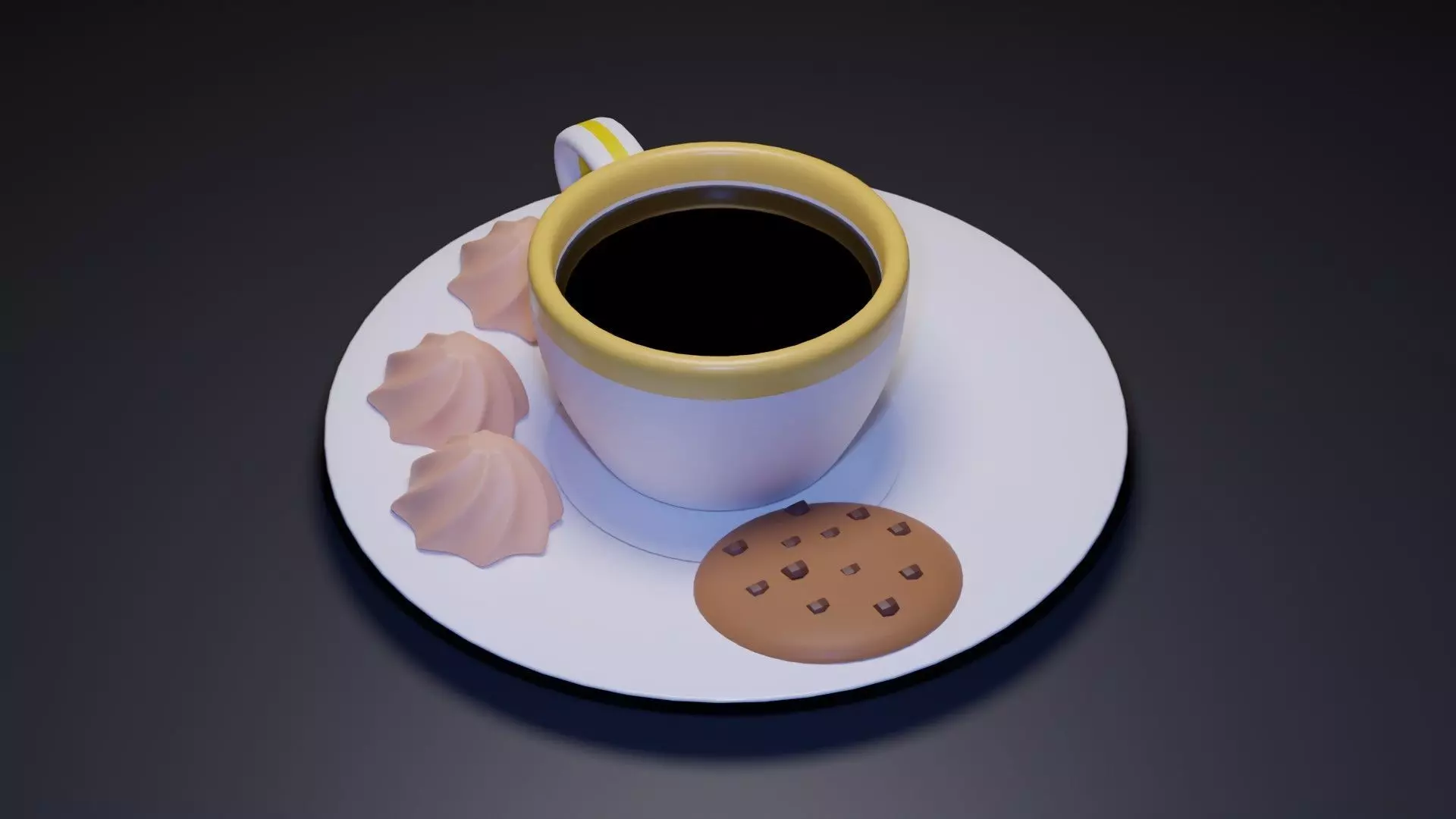 coffee cup of and cookies 3D model_0