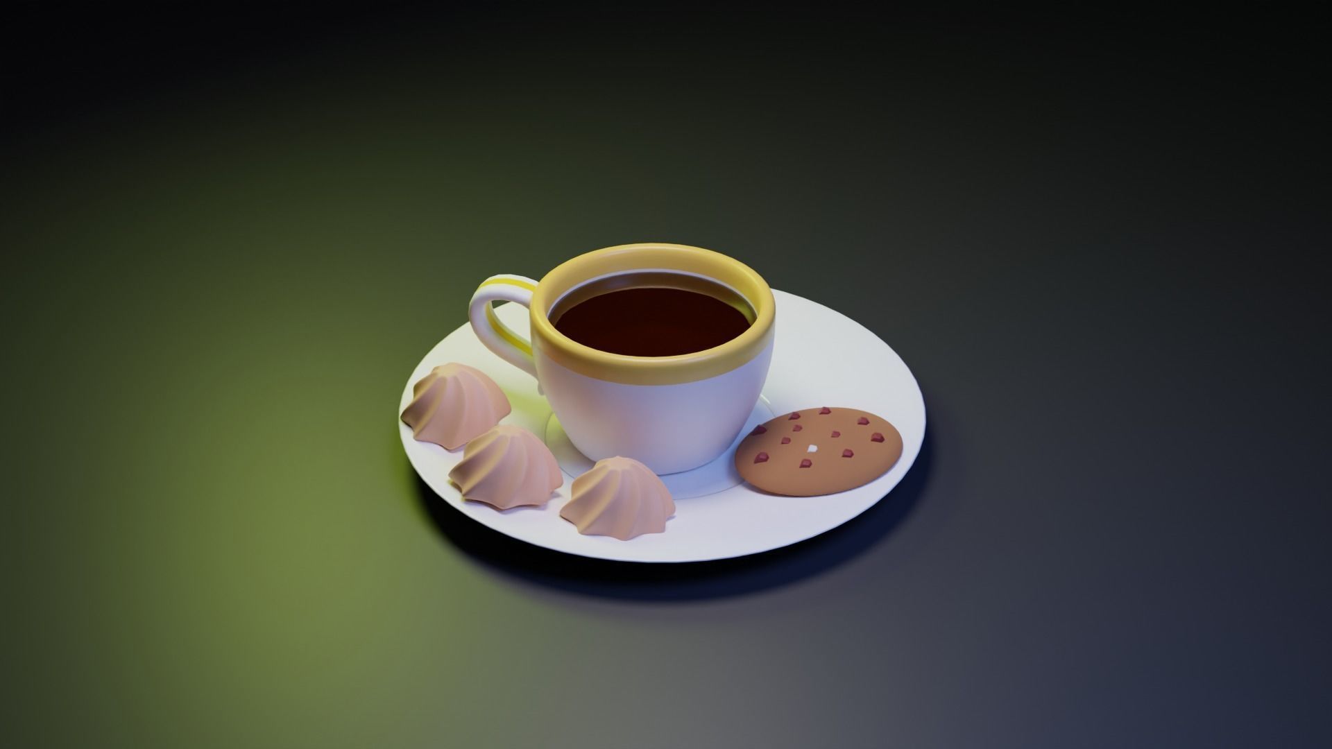 coffee cup of and cookies 3D model_1