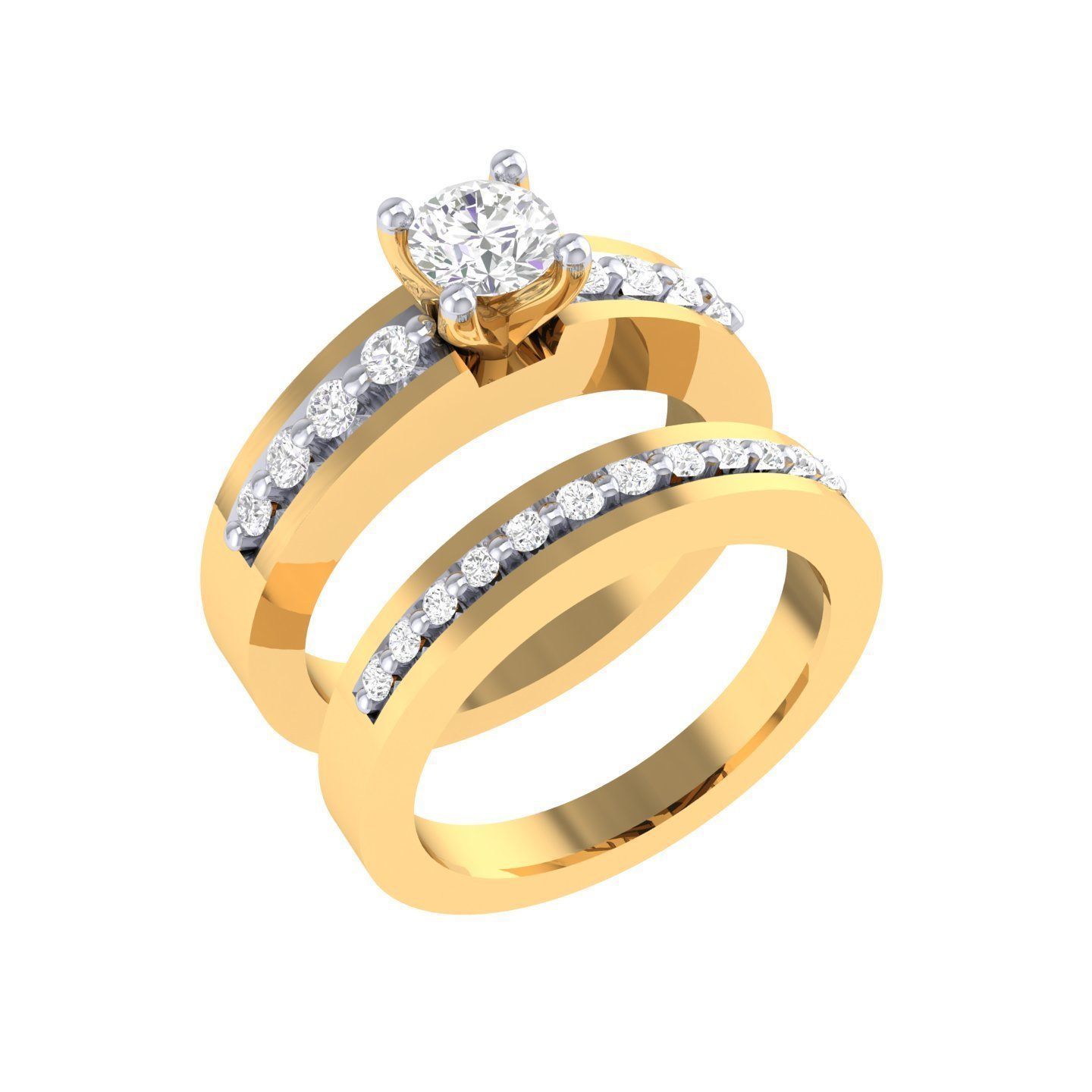 Solitaire Ring with Band - 137457 3D print model_11