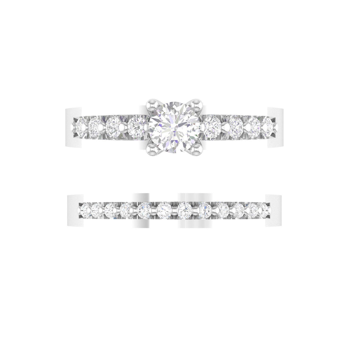 Solitaire Ring with Band - 137457 3D print model_4