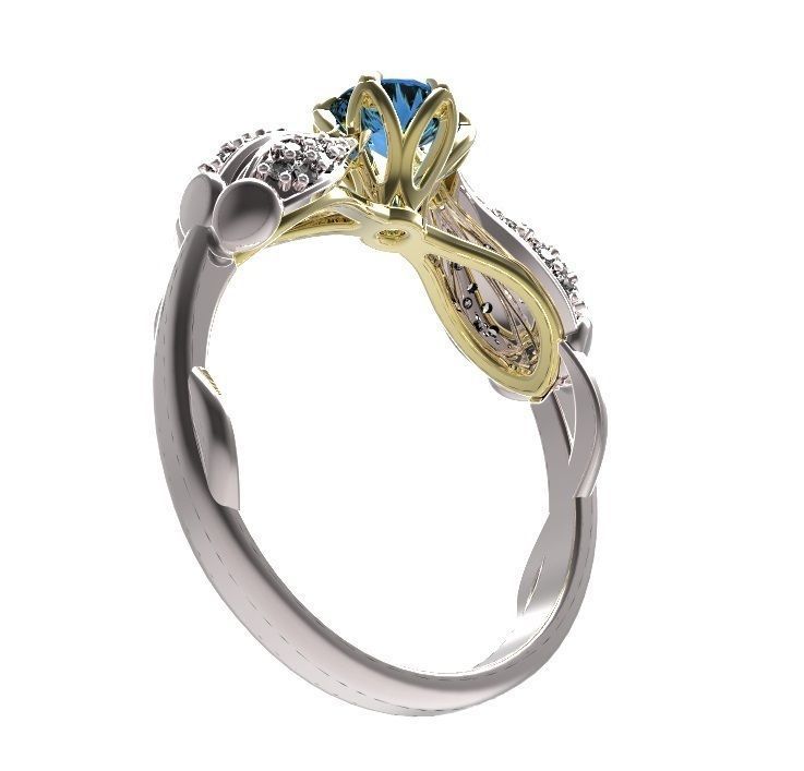 Ring topaz and diamond 3D print model_4