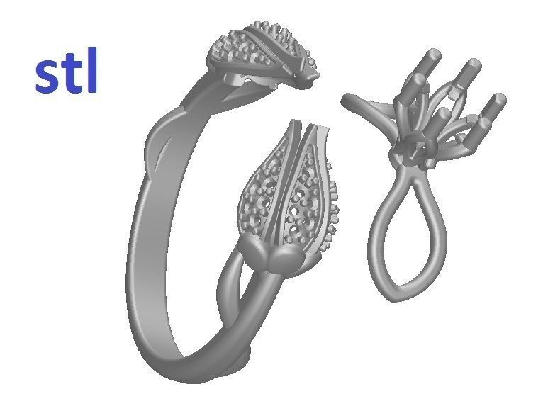 Ring topaz and diamond 3D print model_8