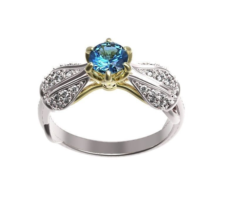 Ring topaz and diamond 3D print model_2