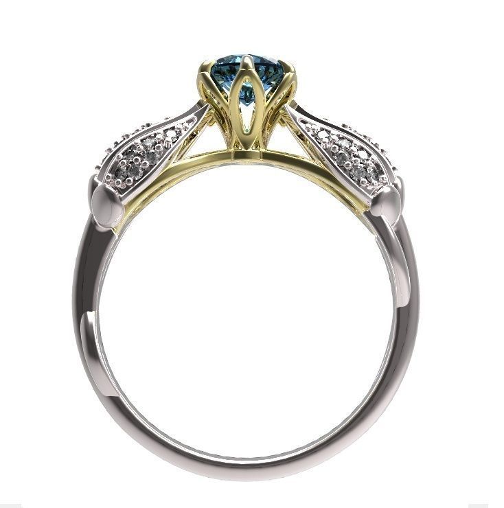Ring topaz and diamond 3D print model_3