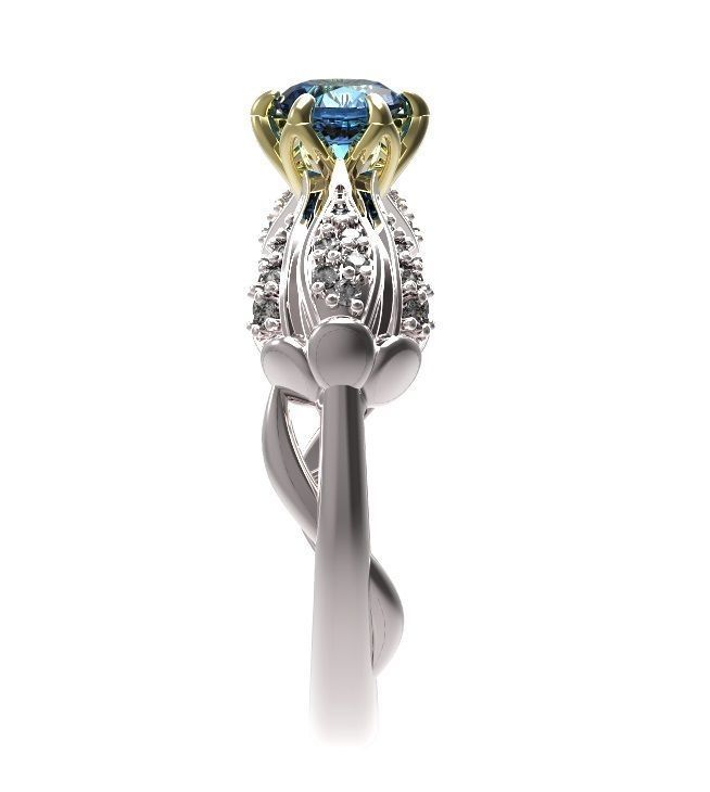 Ring topaz and diamond 3D print model_5