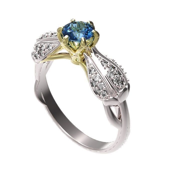 Ring topaz and diamond 3D print model_7