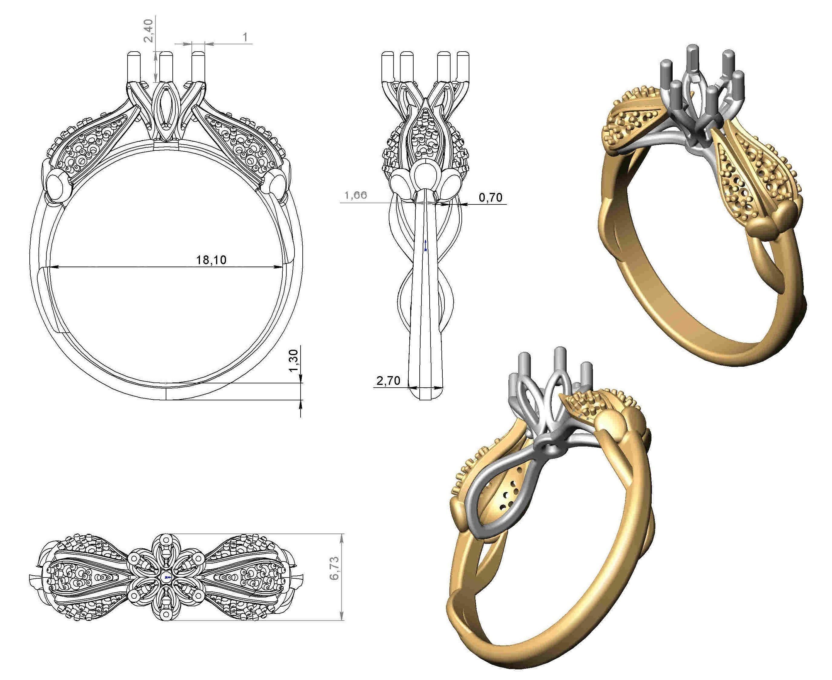 Ring topaz and diamond 3D print model_9