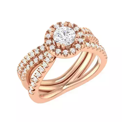 Solitaire Halo Ring with Band - 137454