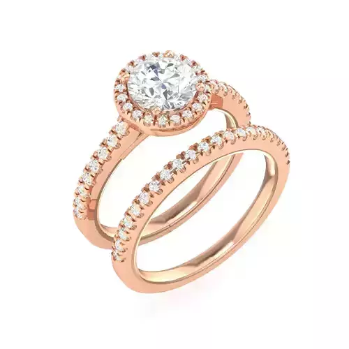 Solitaire Halo Ring with Band - 137437