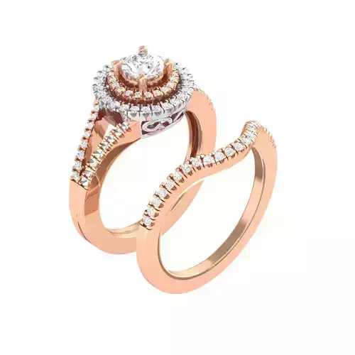 Solitaire Halo Ring with Band - 137433