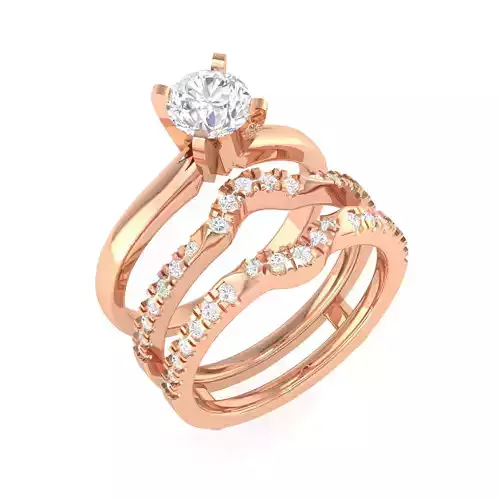 Solitaire Ring with double band - 137424