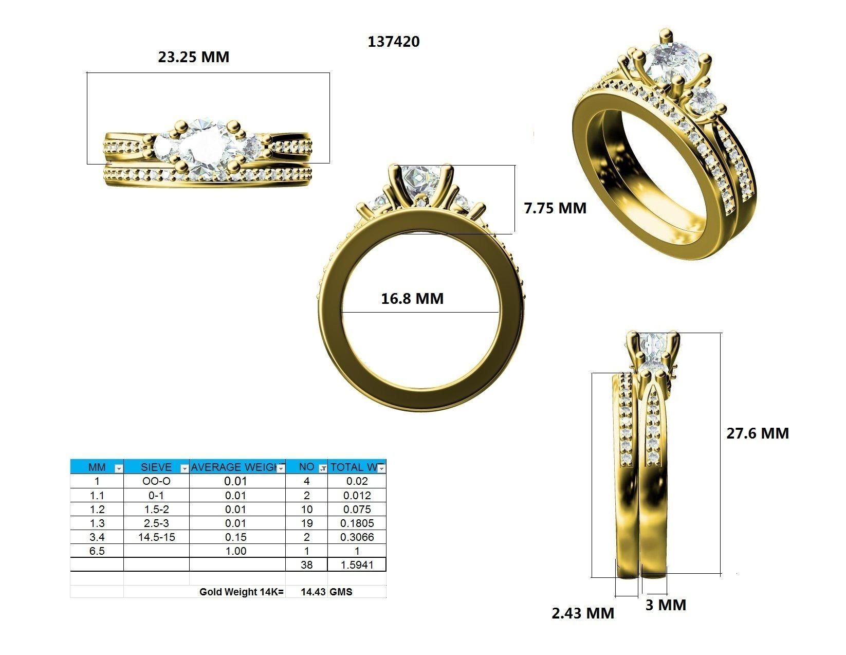 Solitaire Ring with Band - 137420 3D print model_12