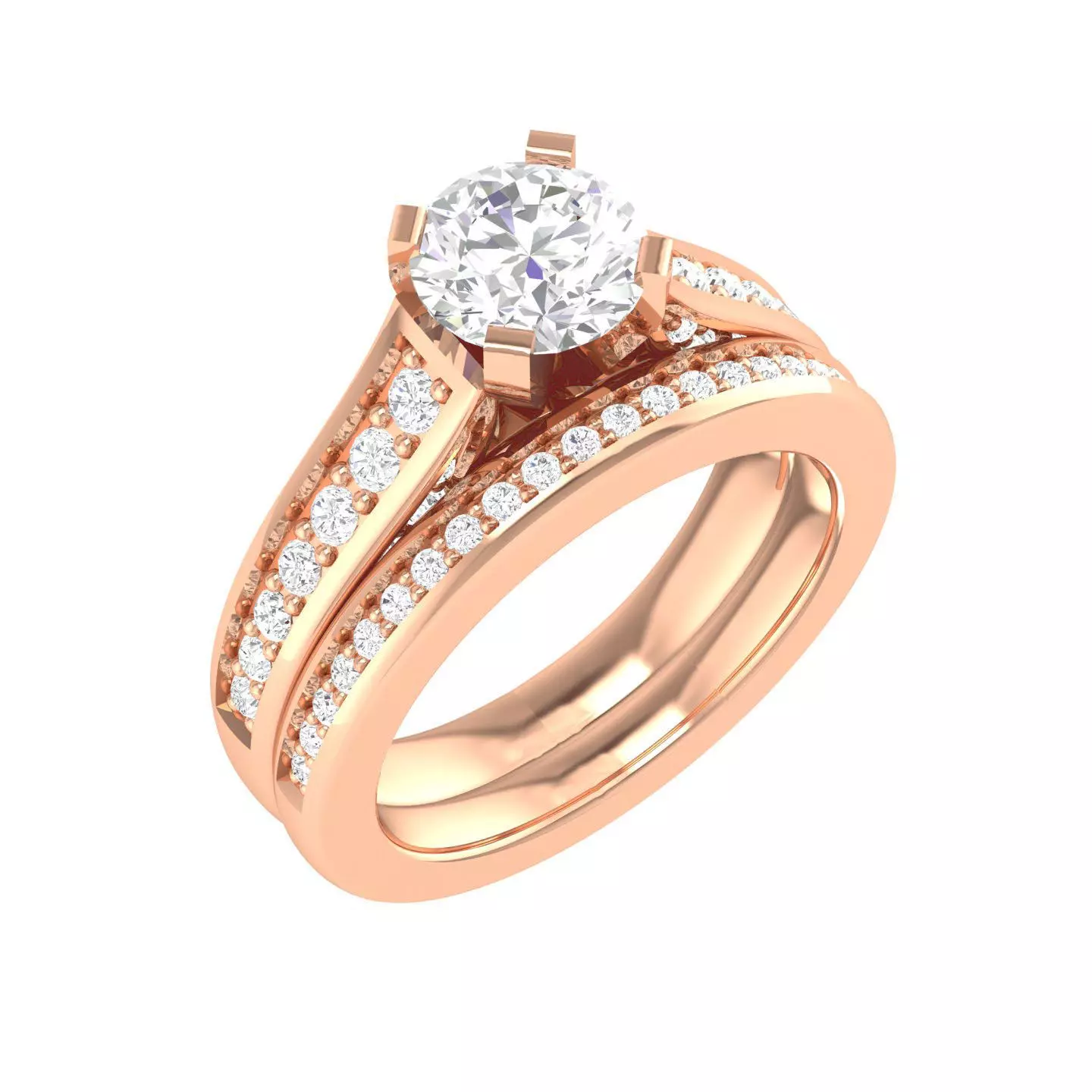 Solitaire Ring with Band - 137406 3D print model_0