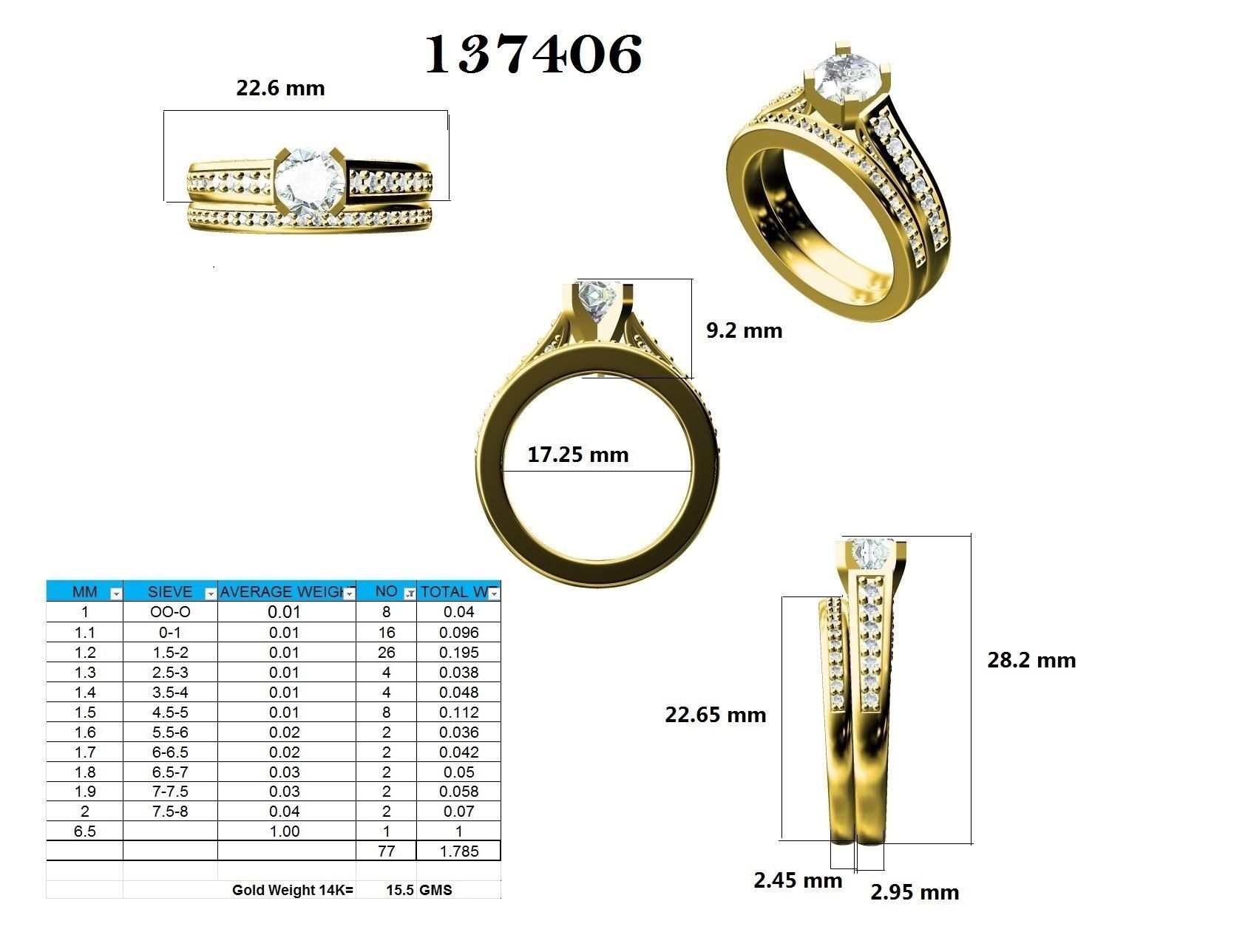 Solitaire Ring with Band - 137406 3D print model_12
