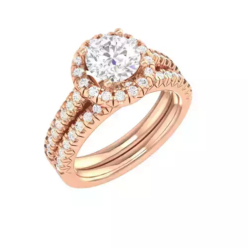 Solitaire Halo Ring with Band - 137403