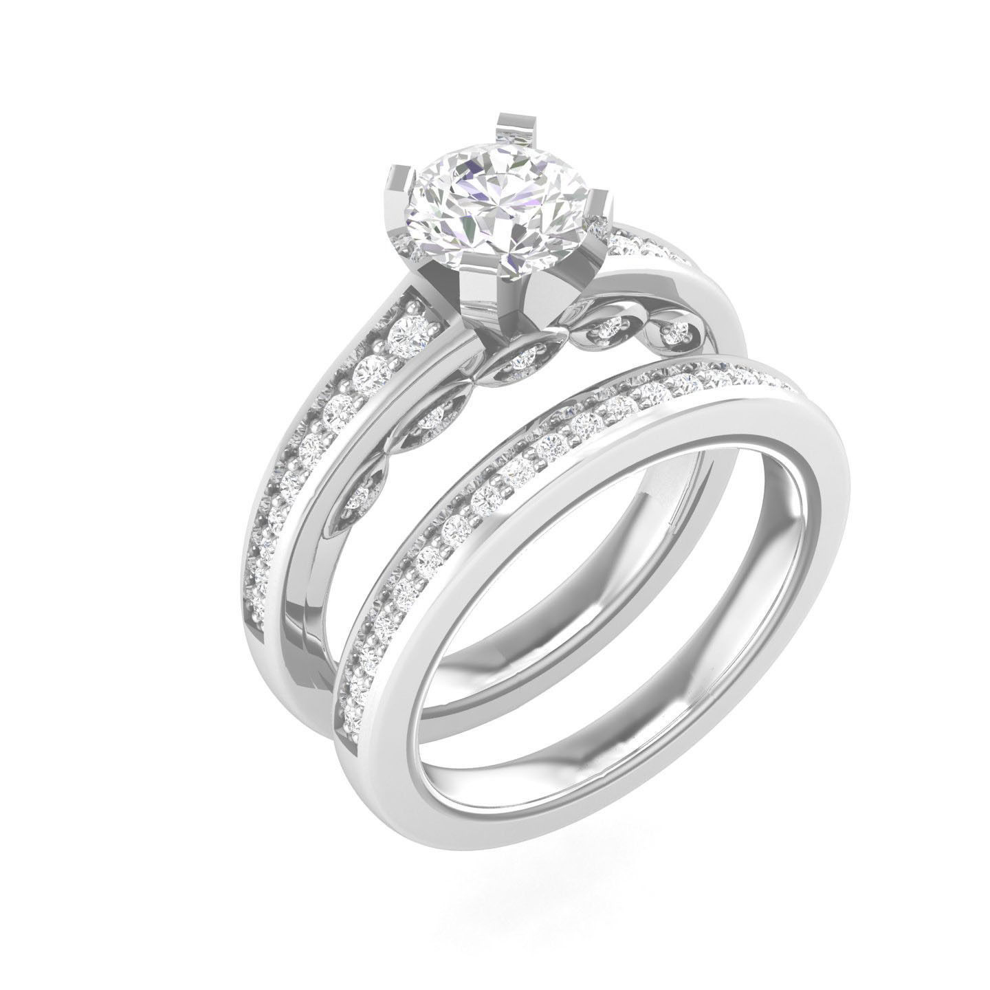 Solitaire Ring with Band - 137387 3D print model_7