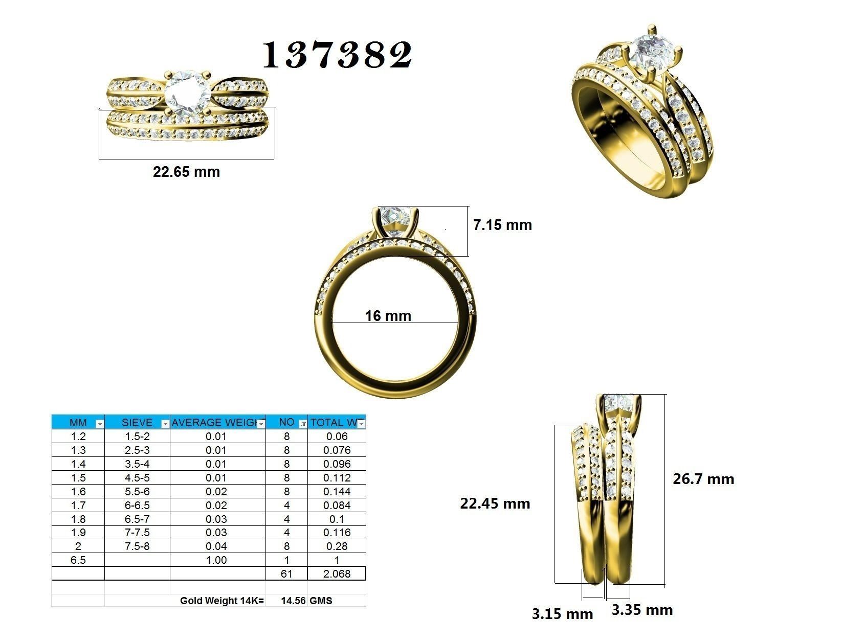 Solitaire Ring with Band - 137382 3D print model_12