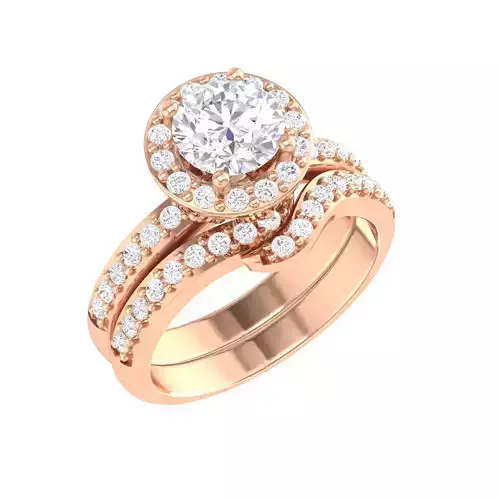 Solitaire Halo Ring with Band - 137380