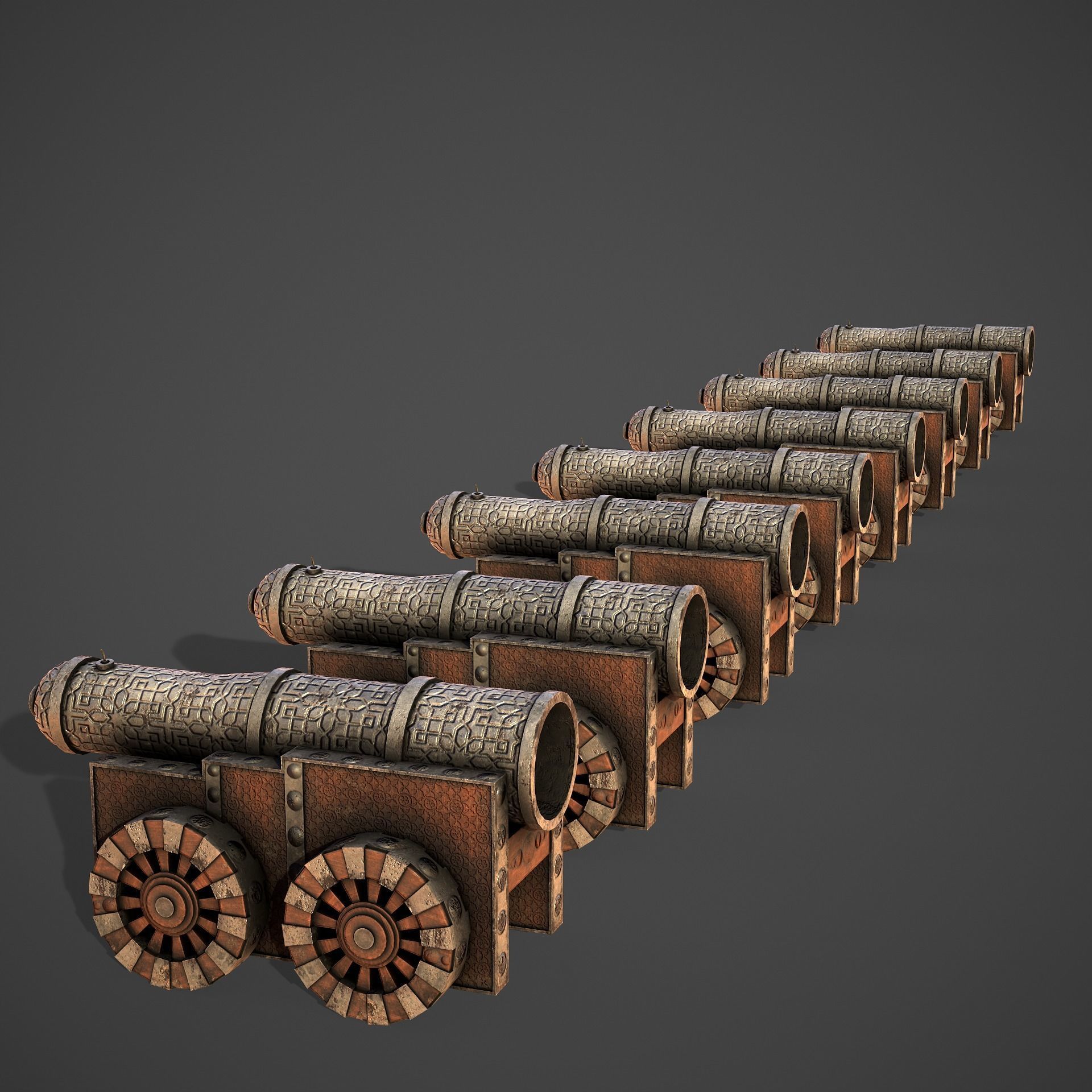 Battle Cannon Low-poly 3D model_13