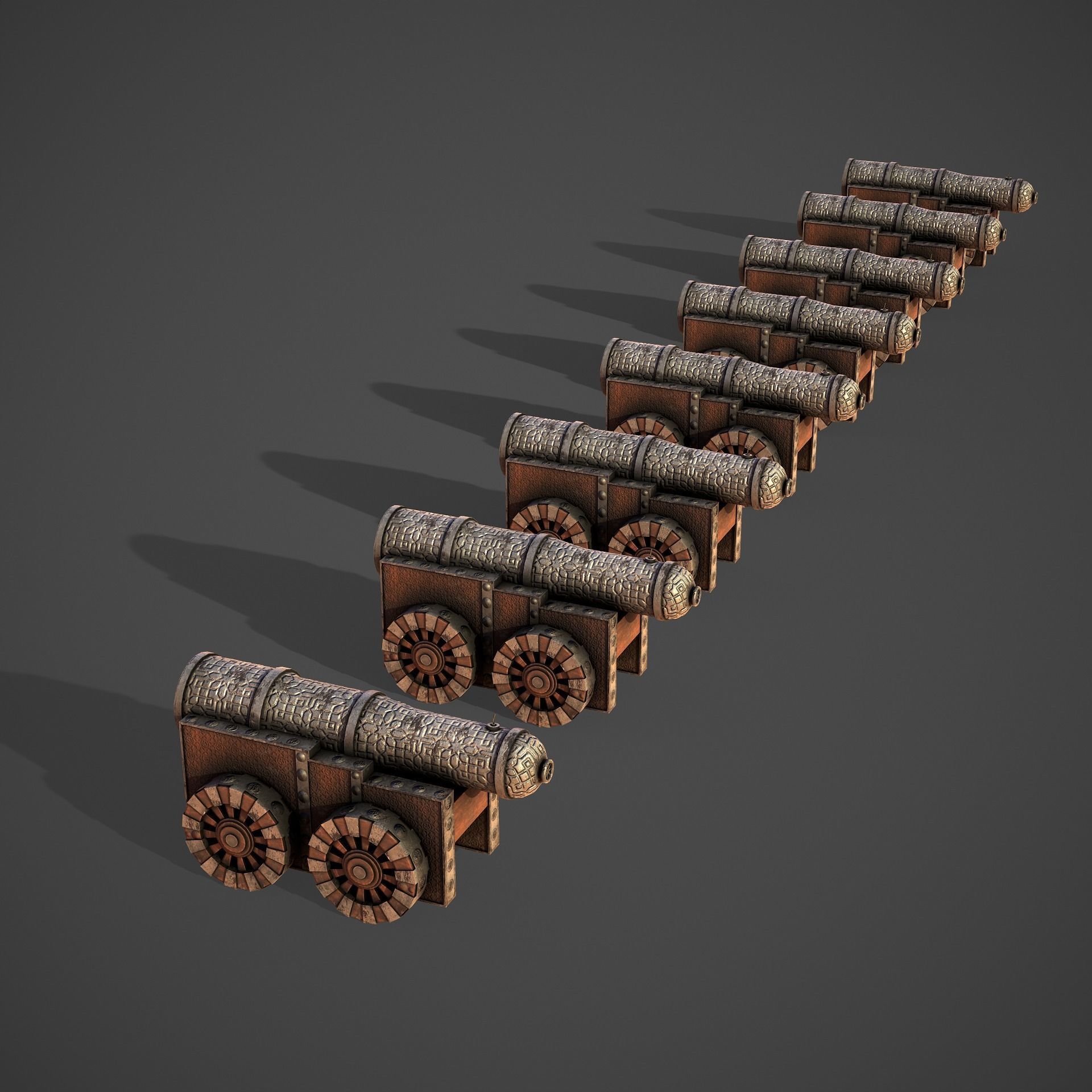 Battle Cannon Low-poly 3D model_14