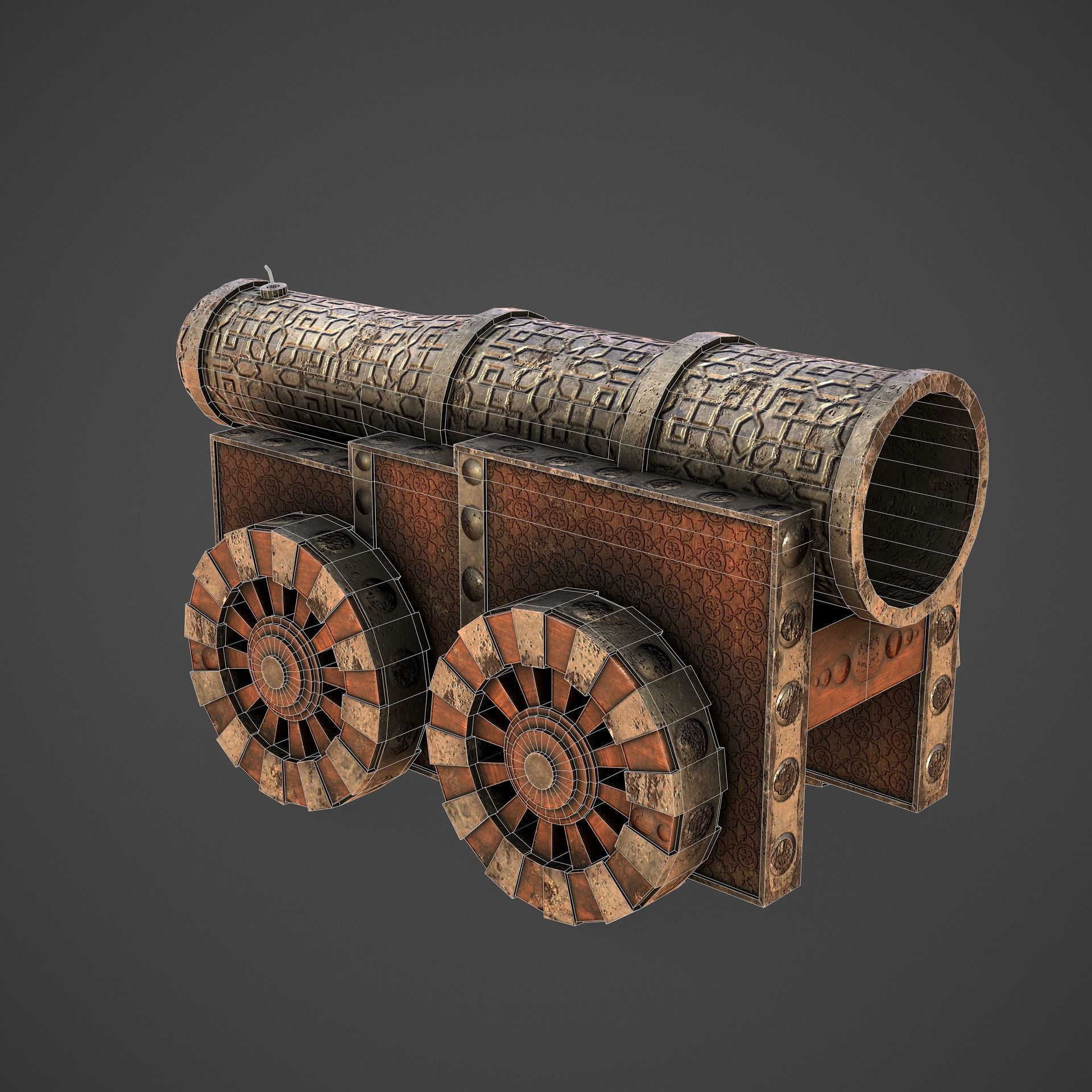 Battle Cannon Low-poly 3D model_9