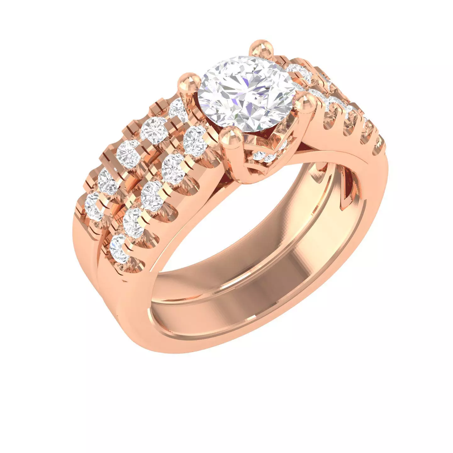 Solitaire Ring with Band - 137340 3D print model_0