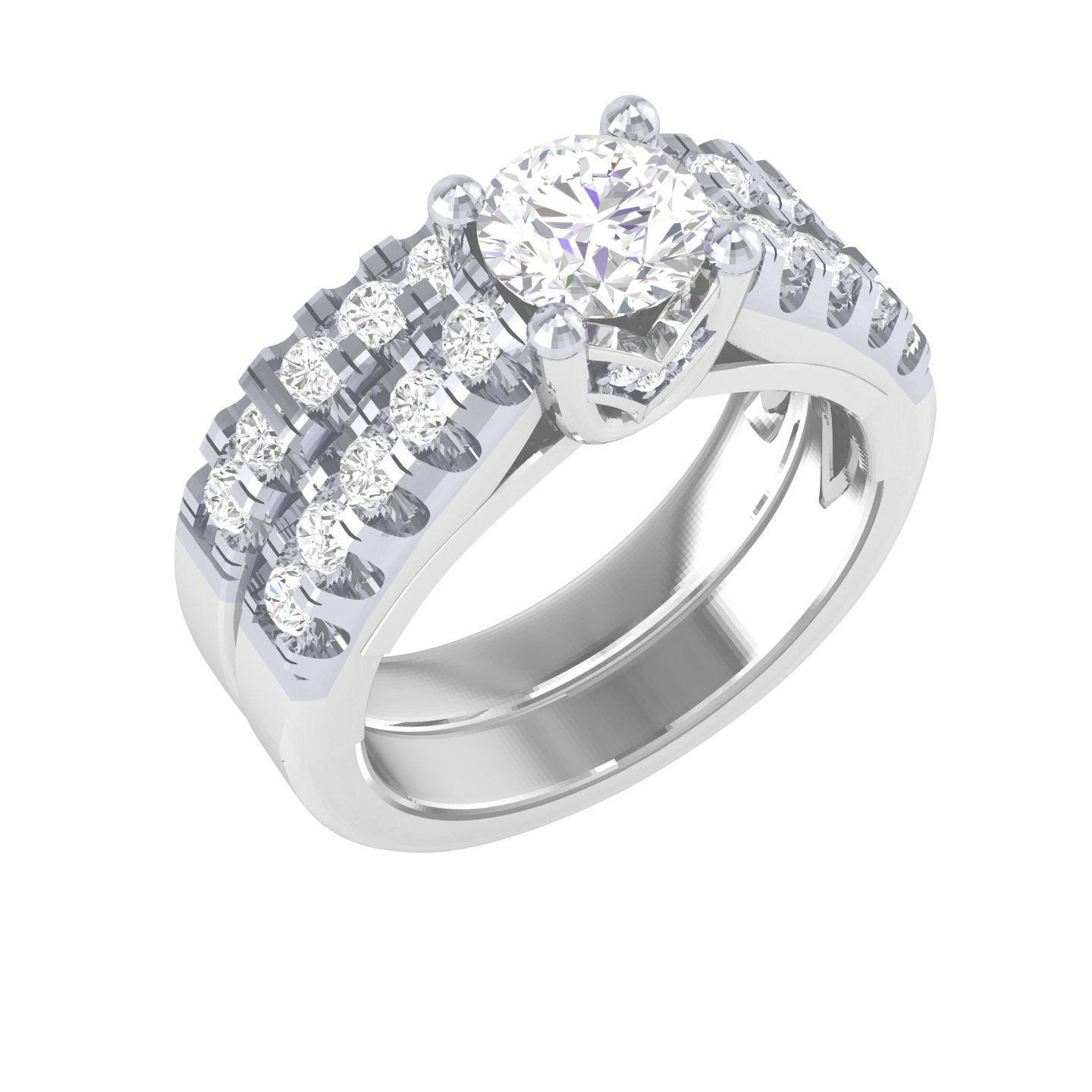 Solitaire Ring with Band - 137340 3D print model_4