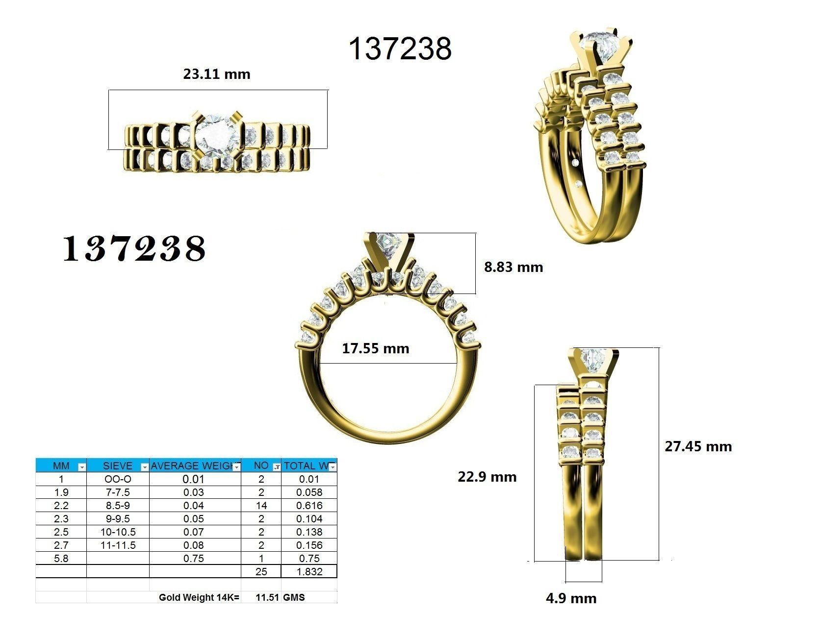 Solitaire Ring with Band - 137238 3D print model_12