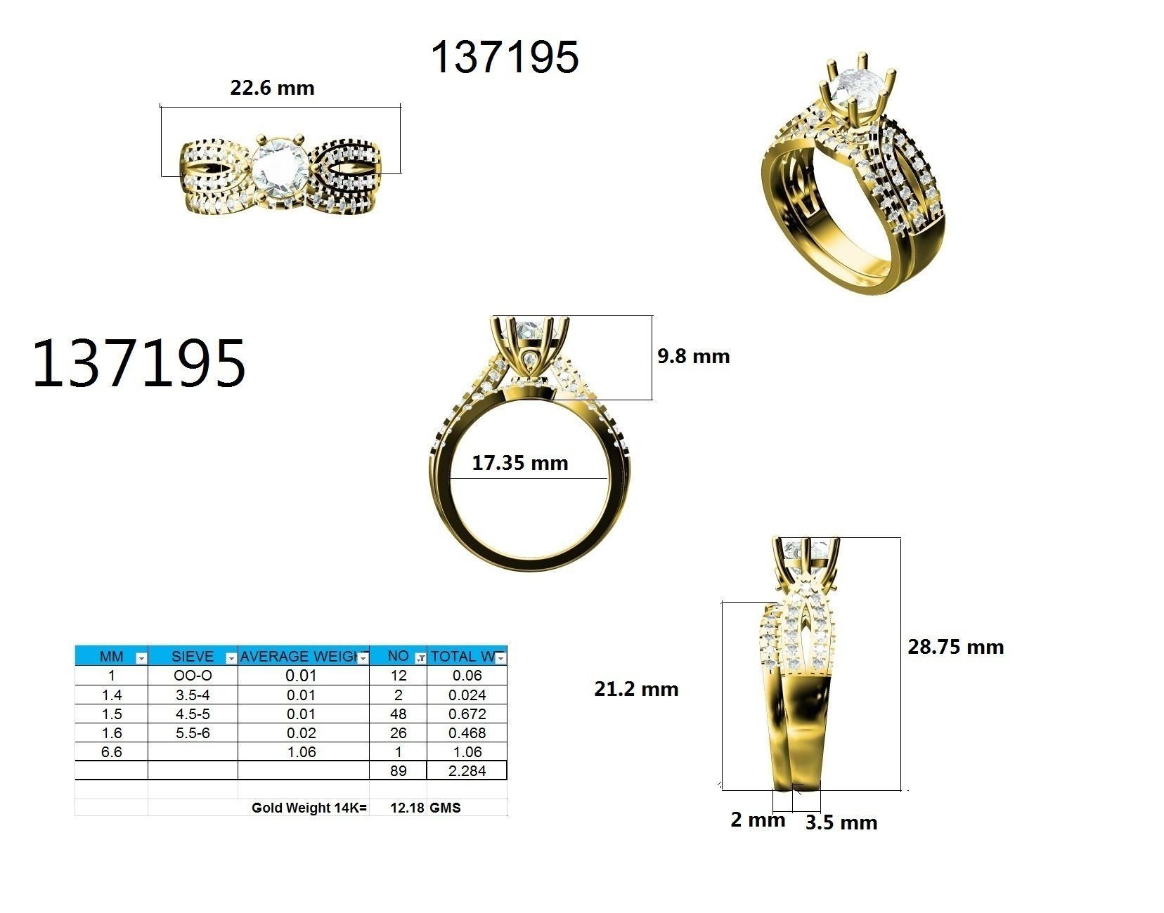 Solitaire Ring with Band - 137195 3D print model_12
