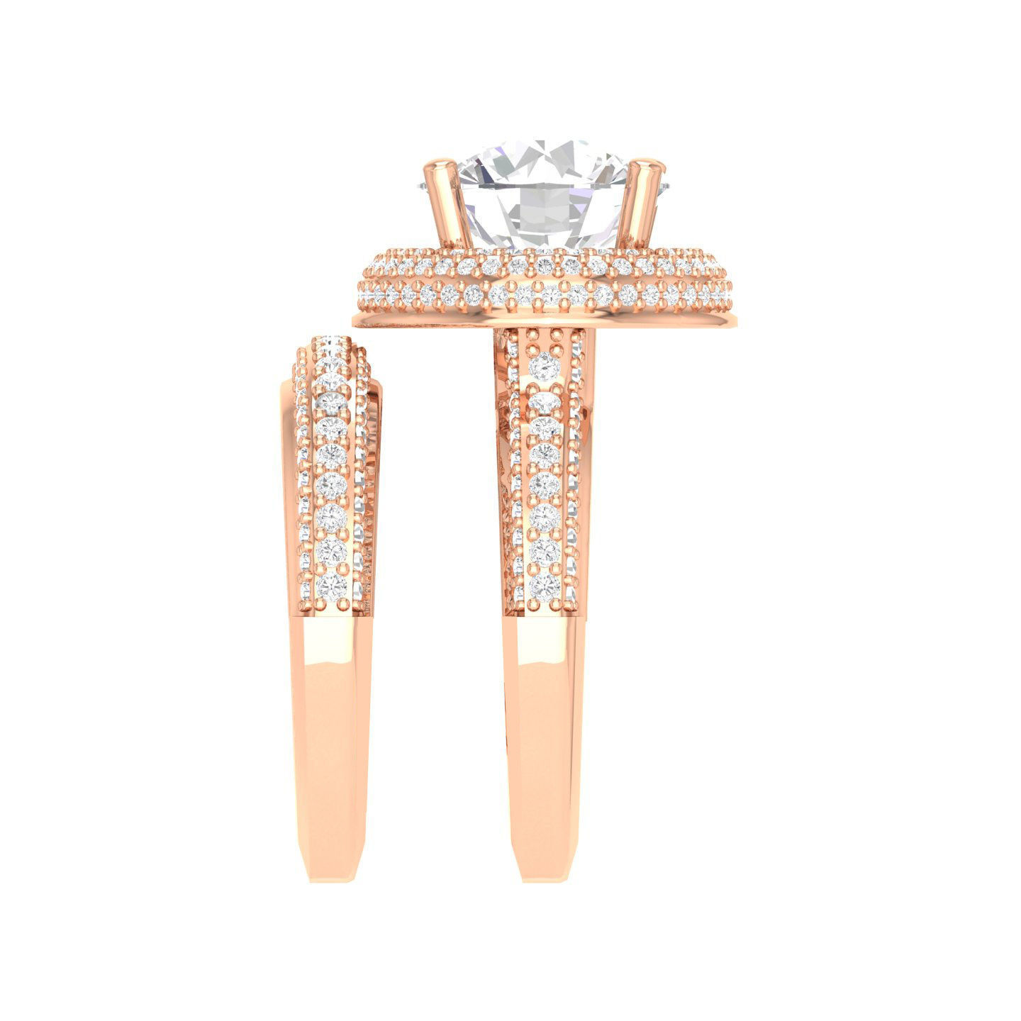 Solitaire Halo Ring with Band - 136639 3D print model_3