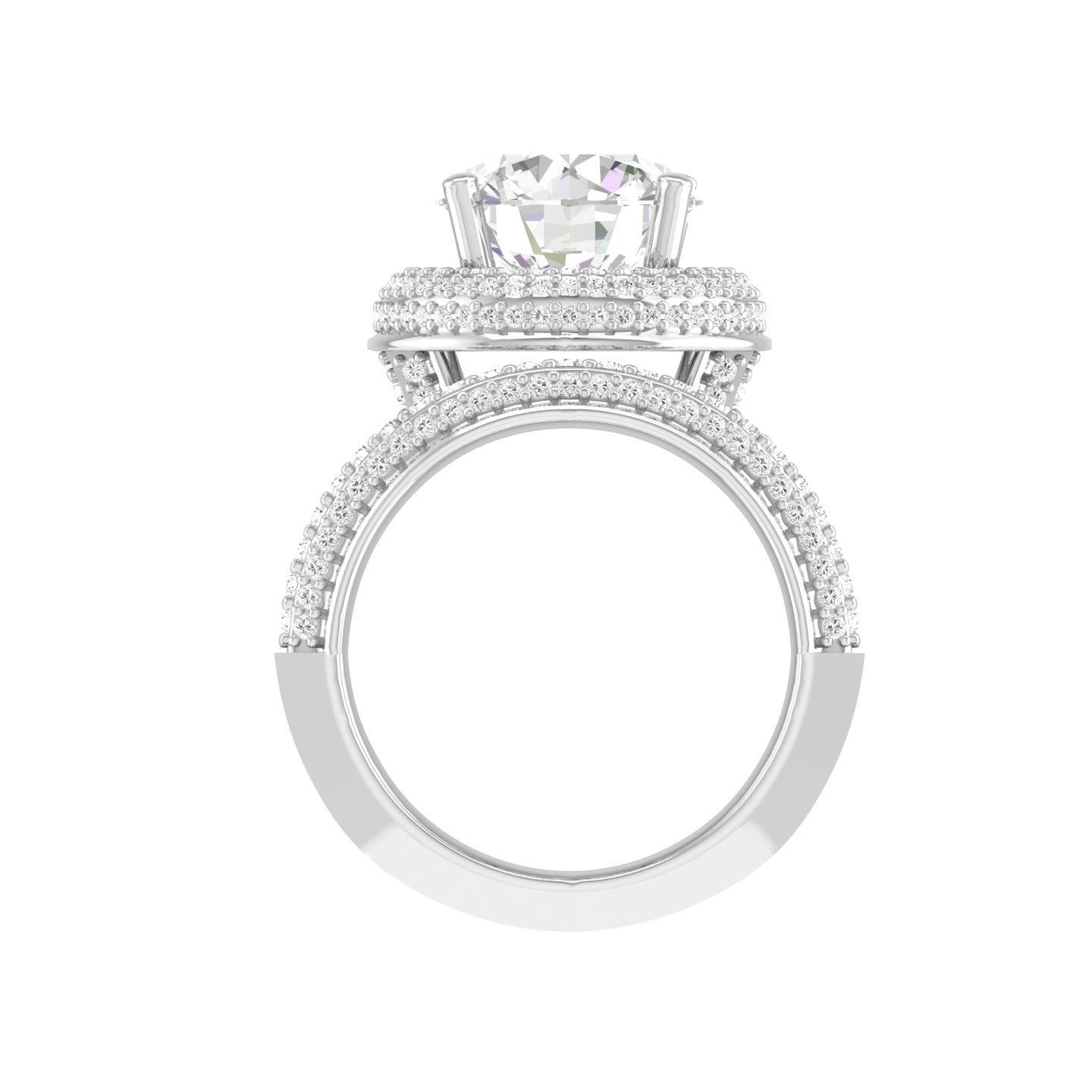 Solitaire Halo Ring with Band - 136639 3D print model_5