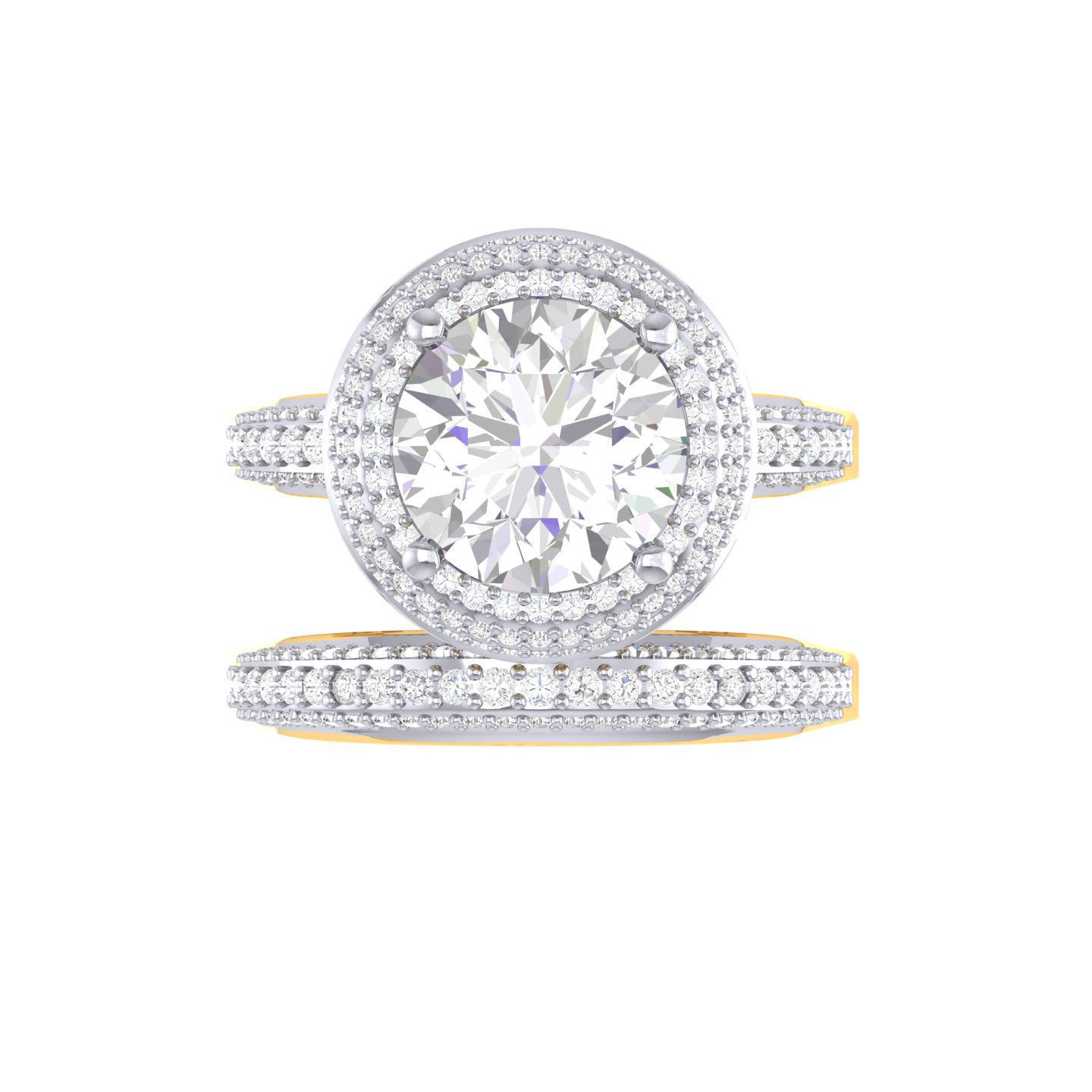 Solitaire Halo Ring with Band - 136639 3D print model_8