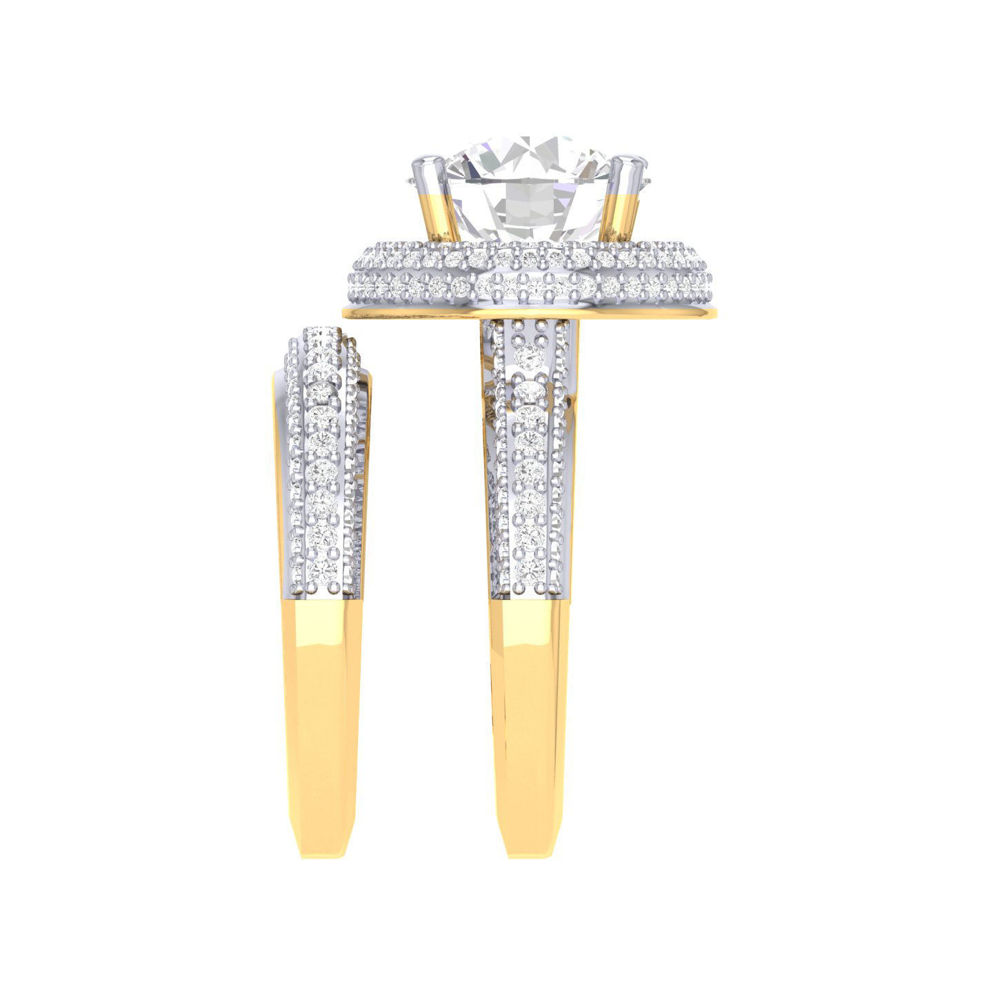 Solitaire Halo Ring with Band - 136639 3D print model_10