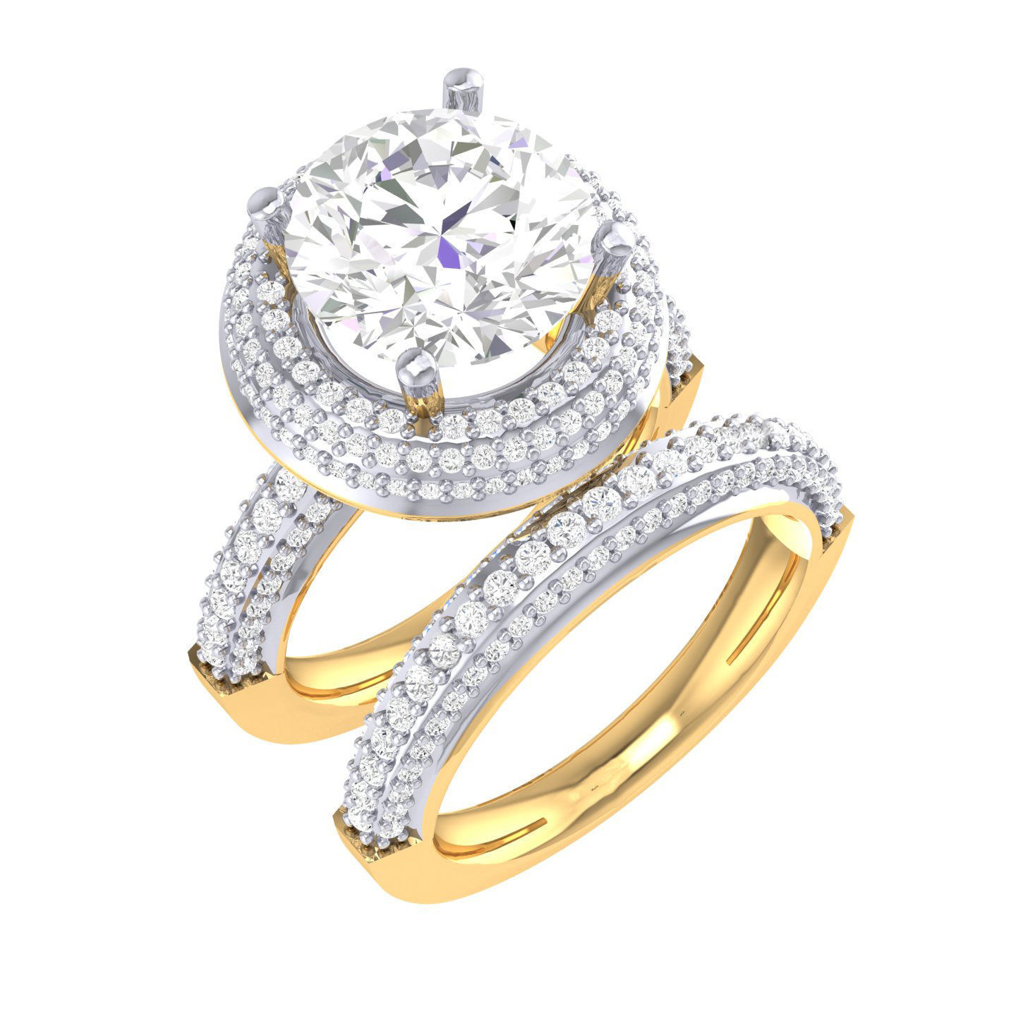 Solitaire Halo Ring with Band - 136639 3D print model_11