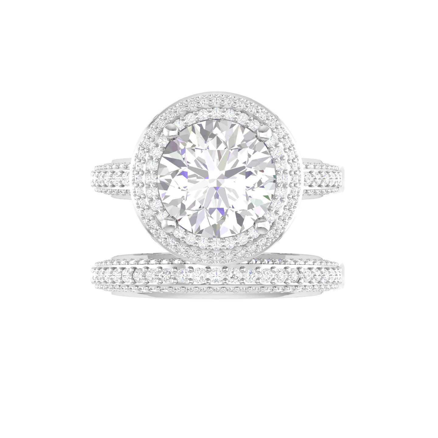 Solitaire Halo Ring with Band - 136639 3D print model_4