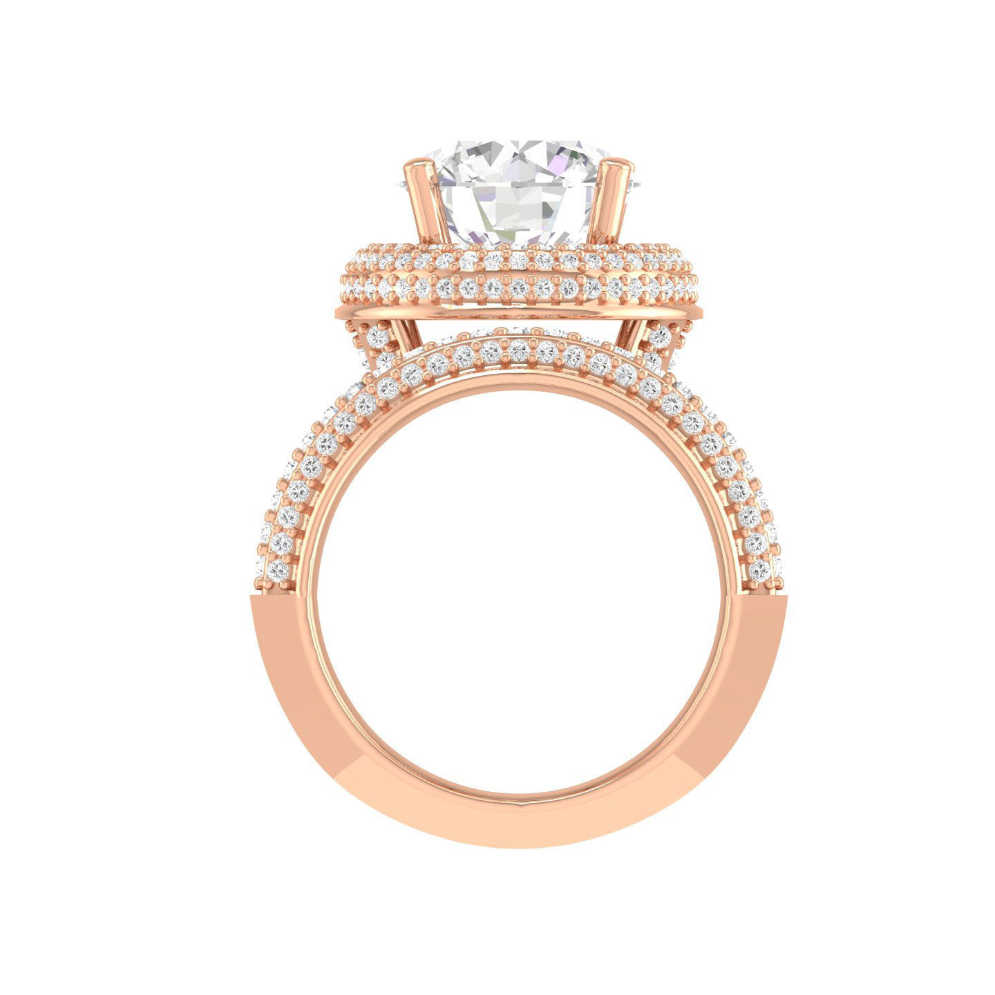 Solitaire Halo Ring with Band - 136639 3D print model_2