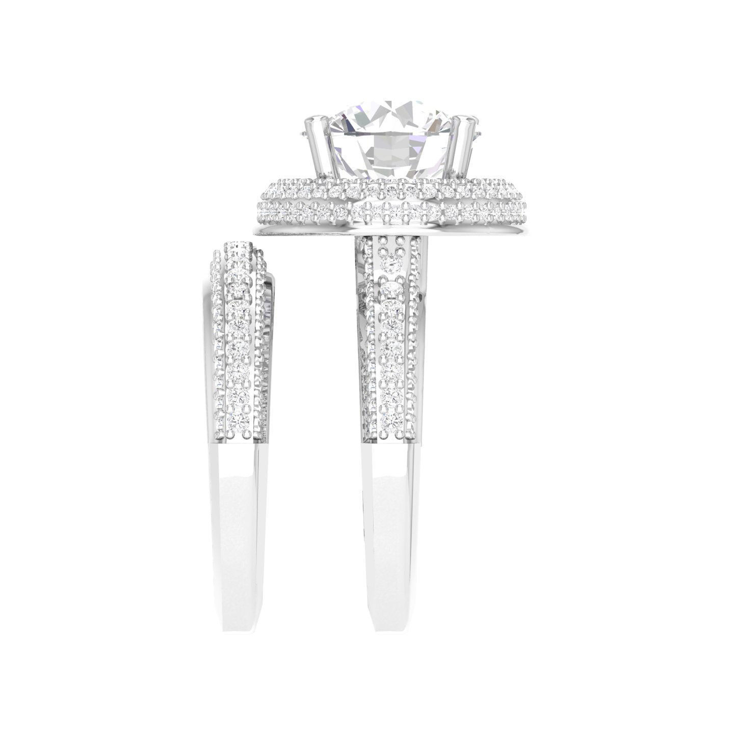 Solitaire Halo Ring with Band - 136639 3D print model_6