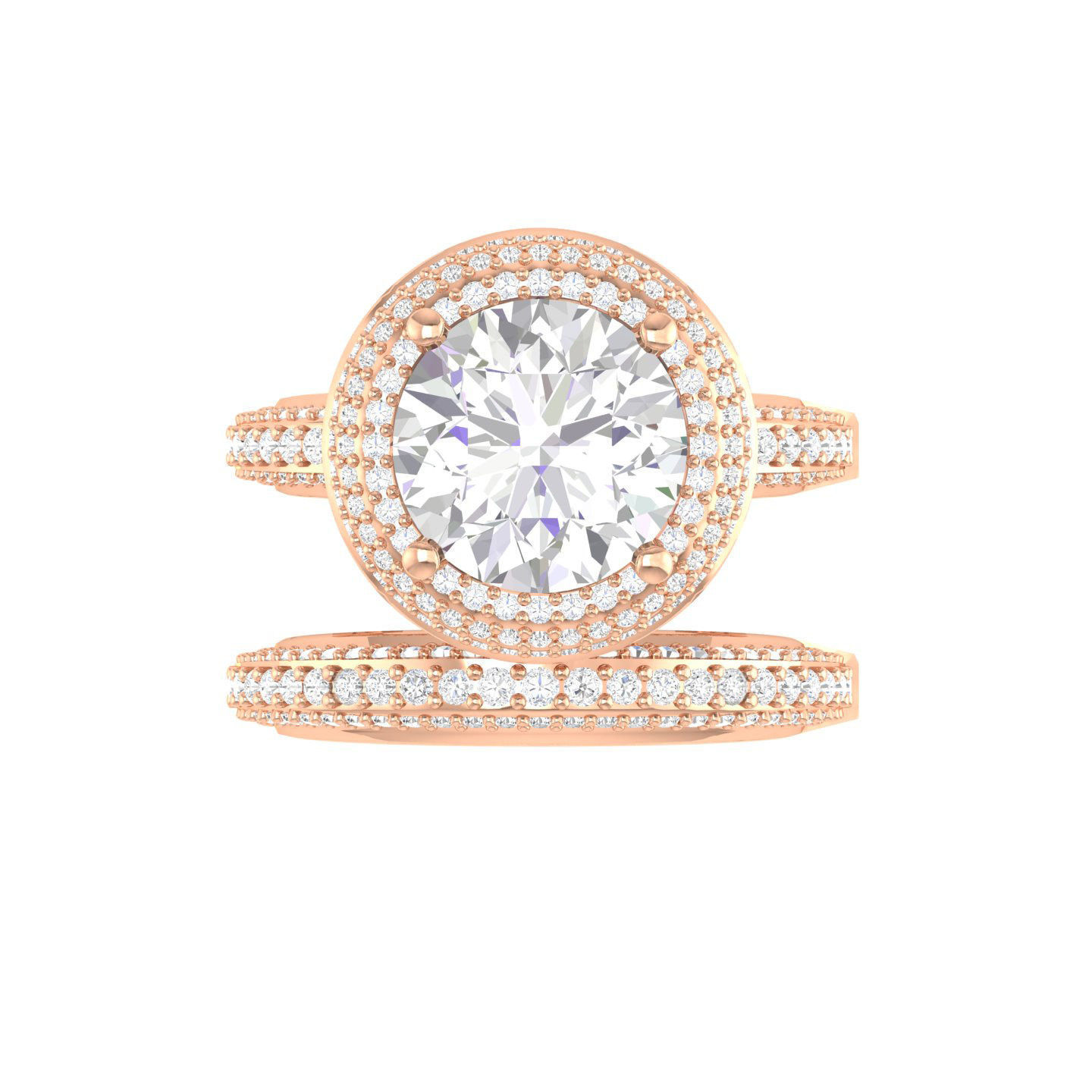 Solitaire Halo Ring with Band - 136639 3D print model_1