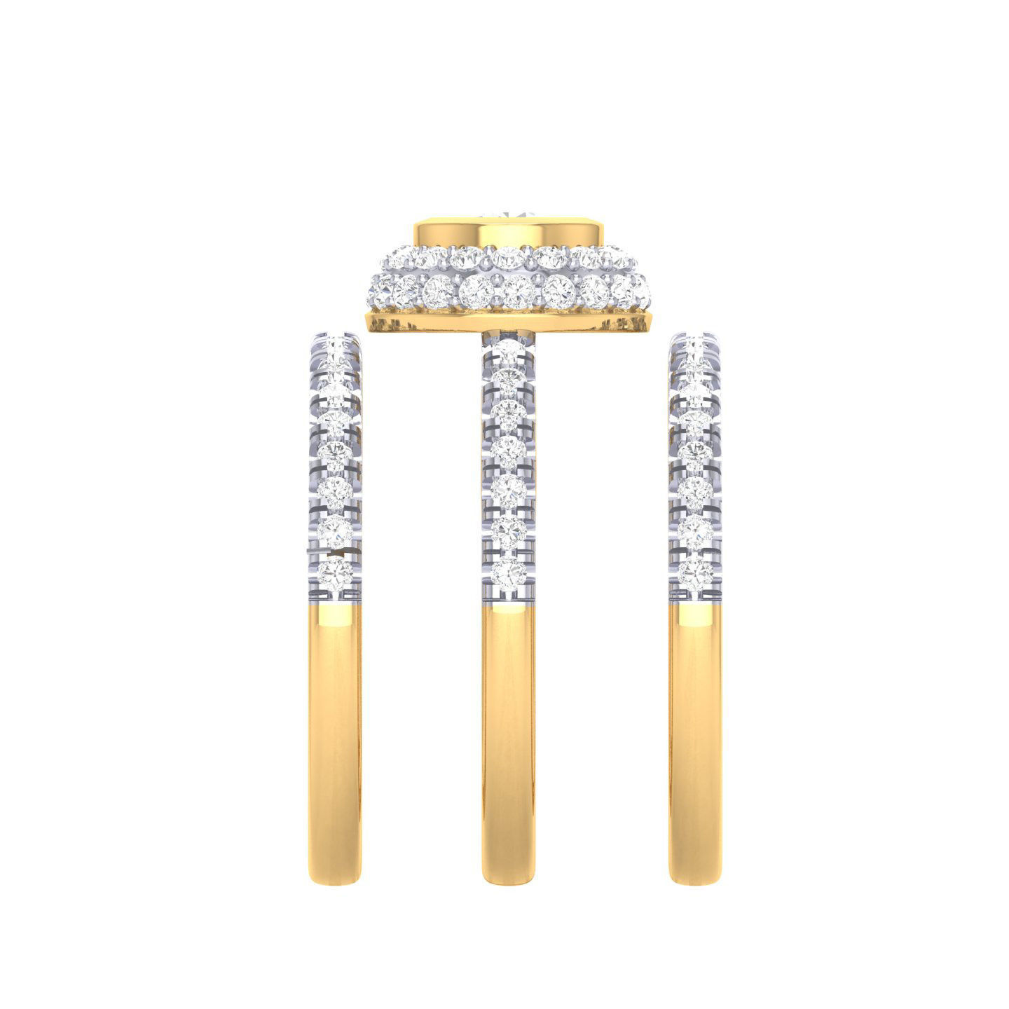 Solitaire Halo Ring with double band - 135812 3D print model_10