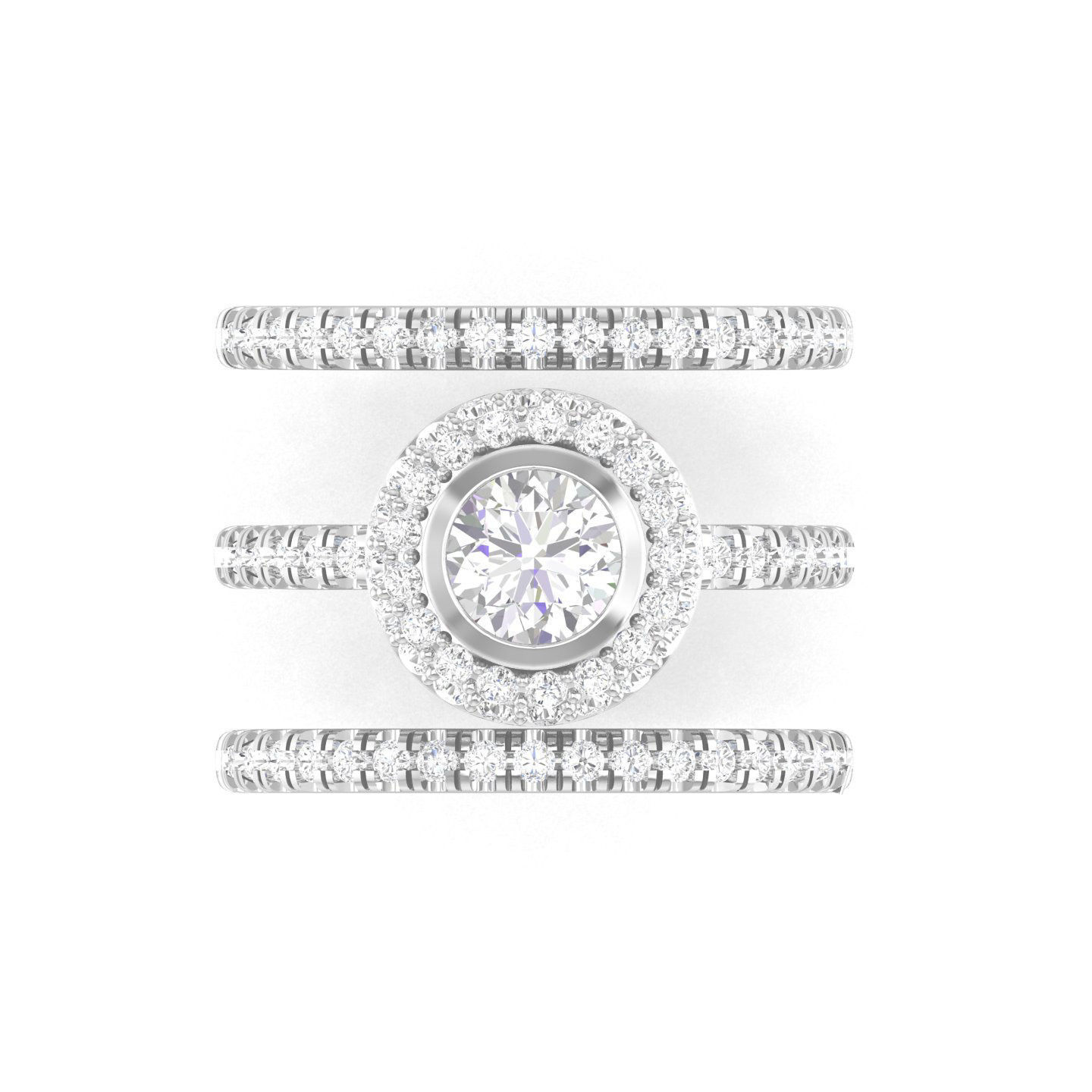 Solitaire Halo Ring with double band - 135812 3D print model_4