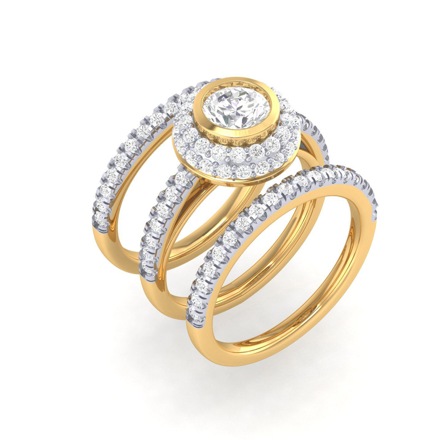 Solitaire Halo Ring with double band - 135812 3D print model_11