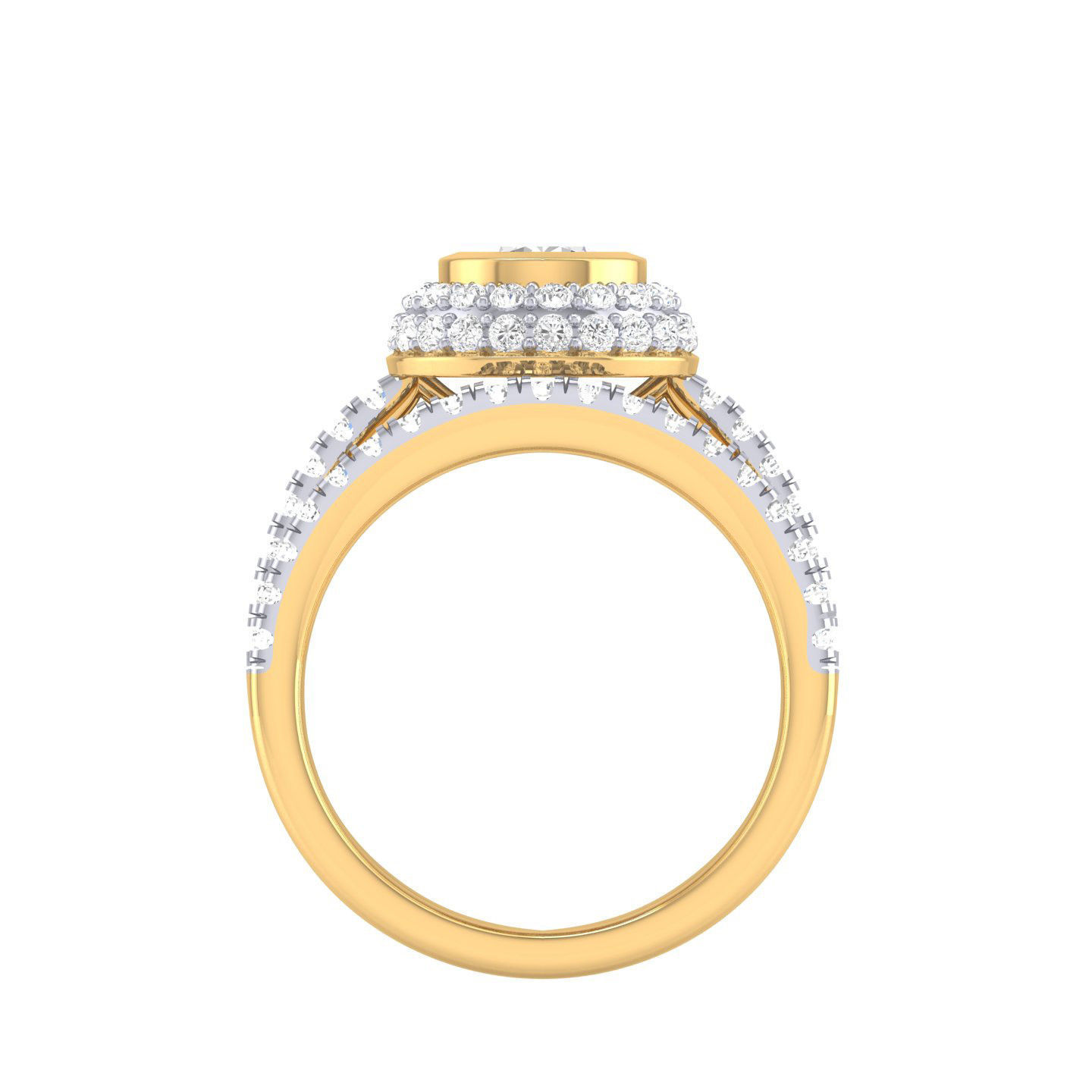 Solitaire Halo Ring with double band - 135812 3D print model_9