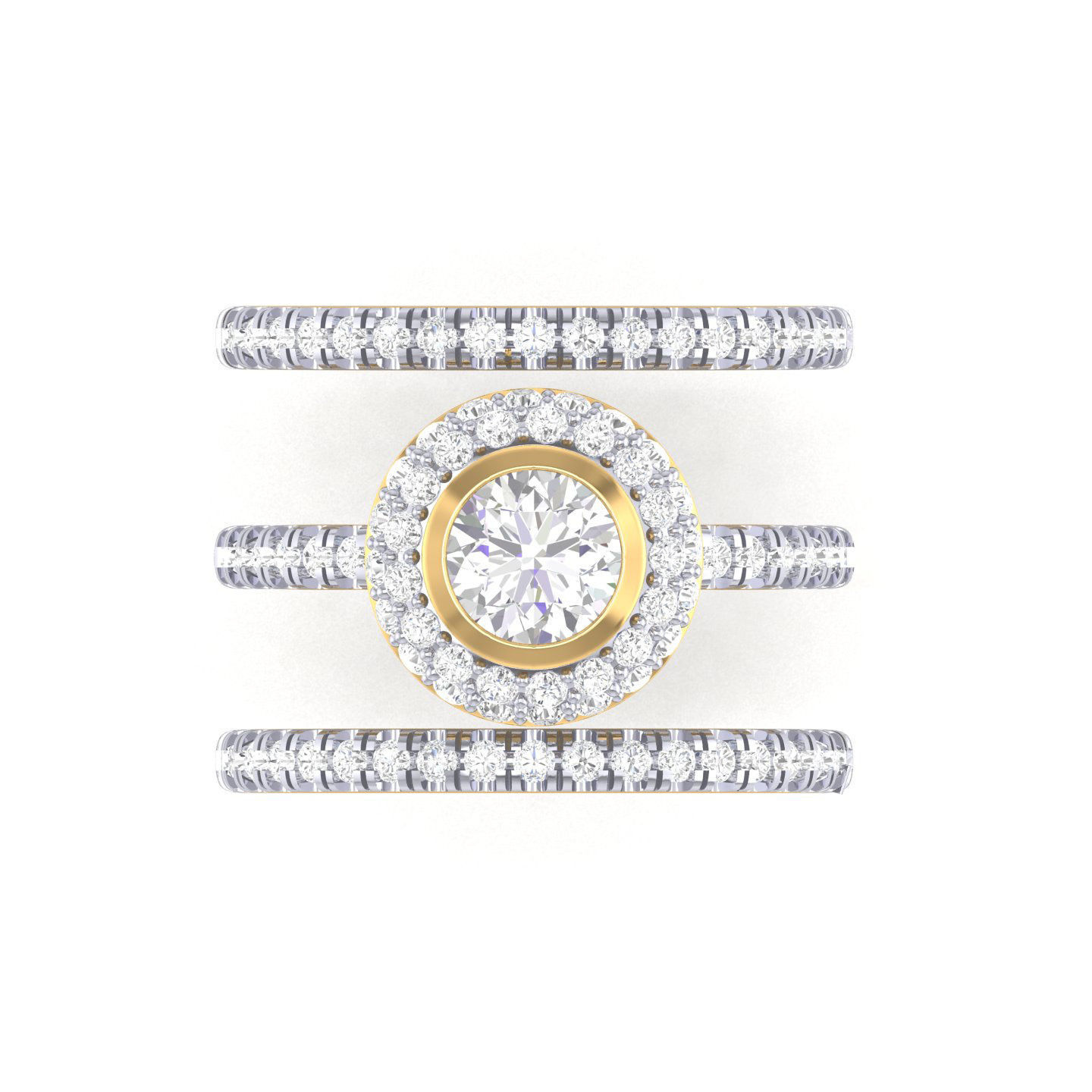 Solitaire Halo Ring with double band - 135812 3D print model_8