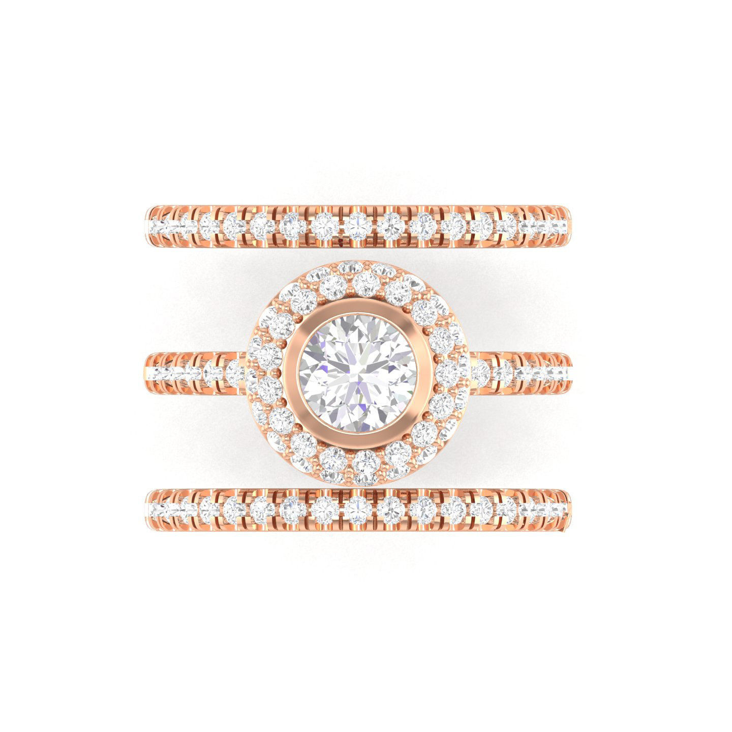 Solitaire Halo Ring with double band - 135812 3D print model_1