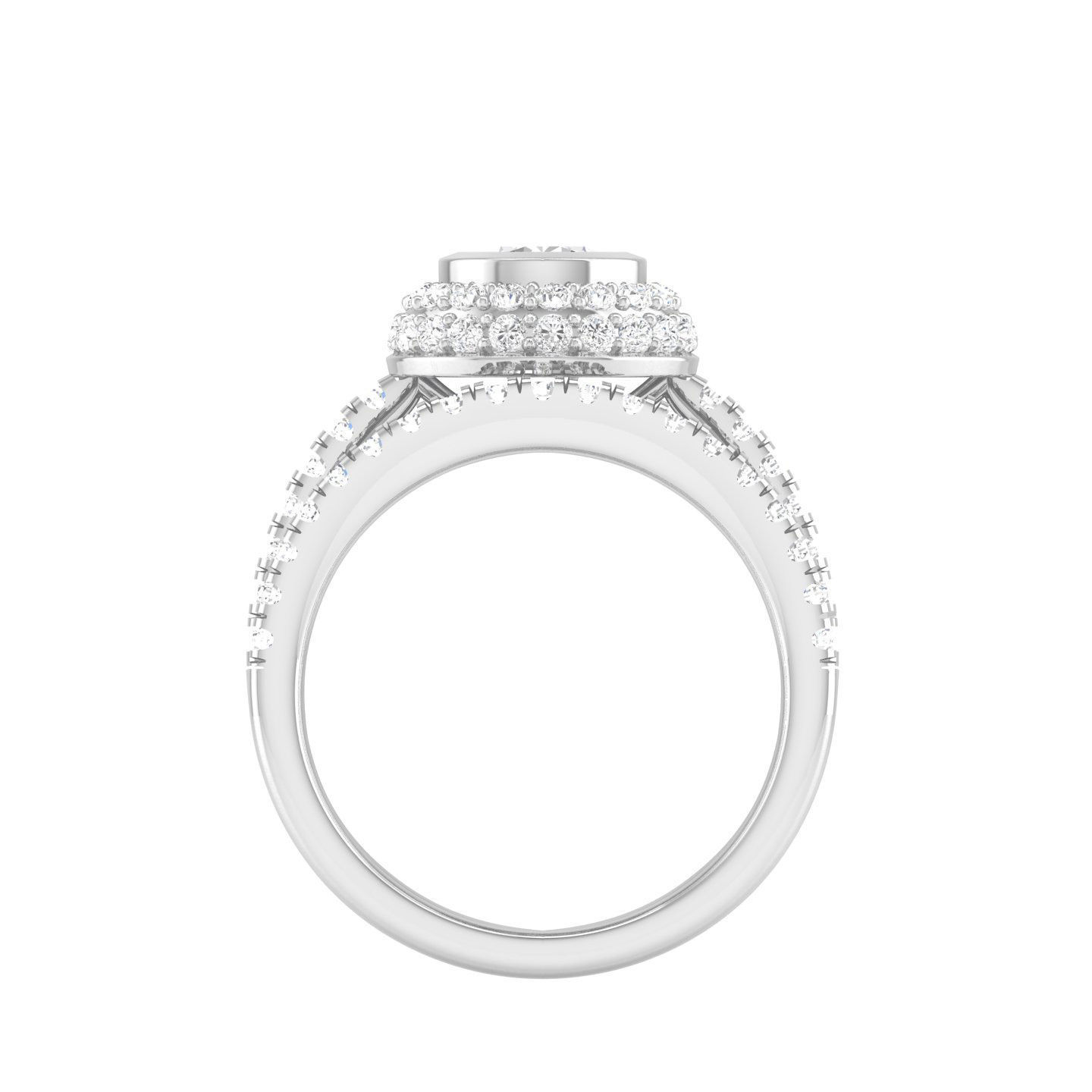 Solitaire Halo Ring with double band - 135812 3D print model_5