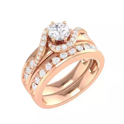 Solitaire Halo Ring with band - 133051