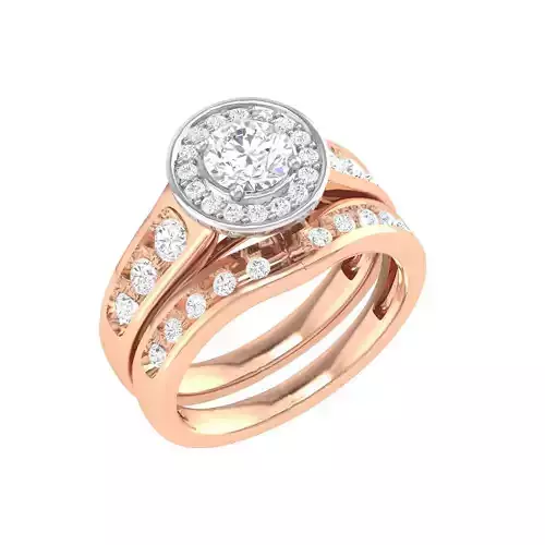 Solitaire Halo Ring with Band - 132390