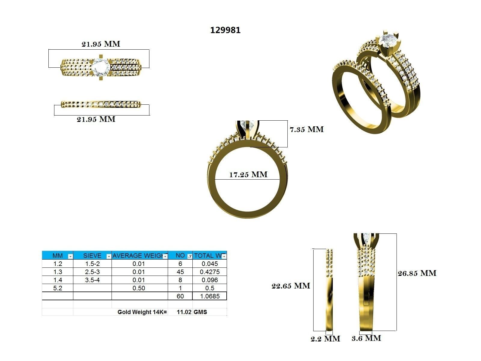 Solitaire Ring with Band - 129981 3D print model_12