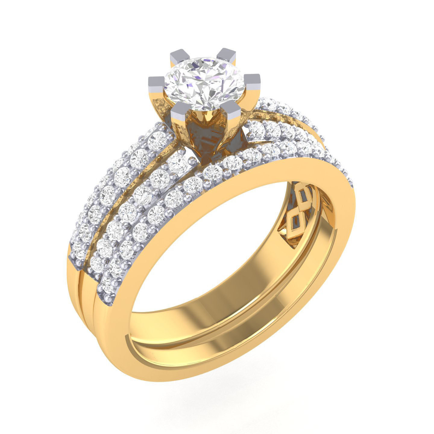 Solitaire Ring with Band - 129981 3D print model_11
