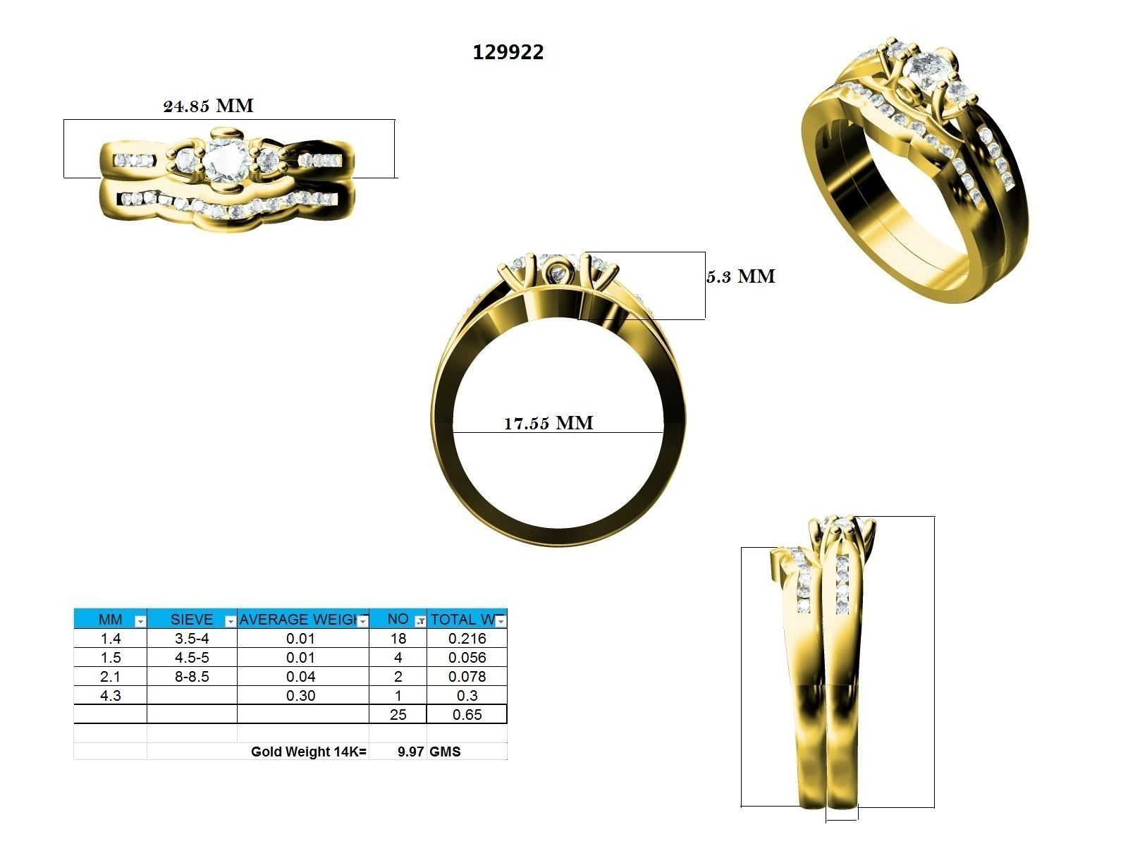 Solitaire Ring with Band - 129922 3D print model_12